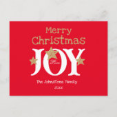 Rustiek Merry Christmas Script Red Holiday Briefka Feestdagenkaart (Voorkant)