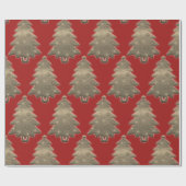 Rustiek Merry Christmas Tree Rood inpakpapier (Vlak)