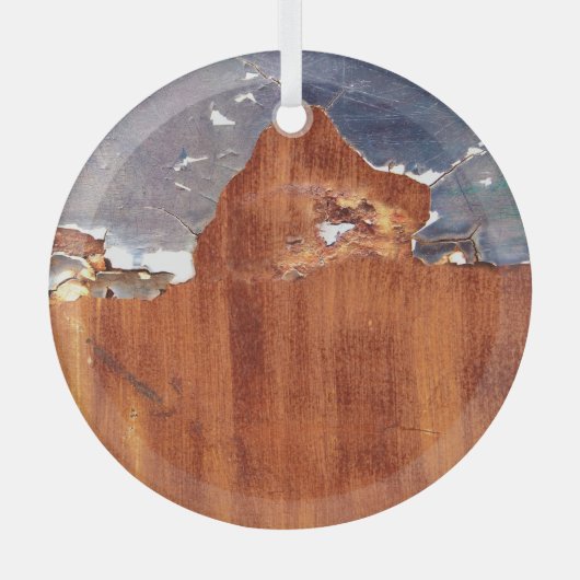 Rustiek metaal:  ijzeren textuur. glas ornament (Voorkant)