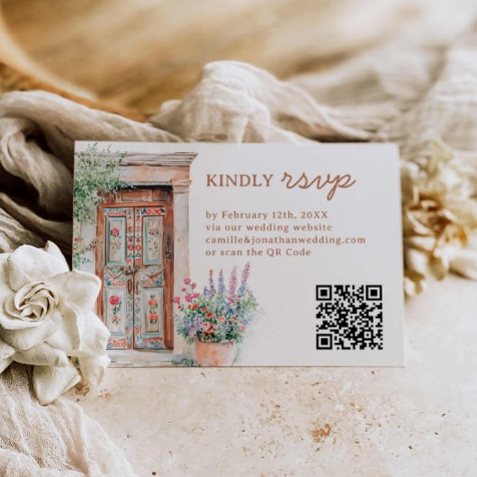 Rustiek Mexico Bruiloft QR Code RSVP