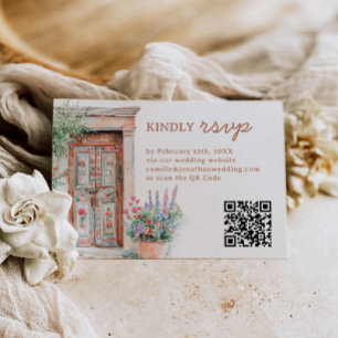 Rustiek Mexico Bruiloft QR Code RSVP Kaartje