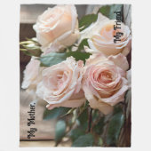 Rustiek "Mijn moeder, mijn vriend" Roze Rozen Fleece Deken (Voorkant)