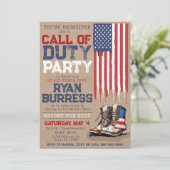 Rustiek Militair US Flag Deployment Afscheidsfeest Kaart (Staand voorkant)