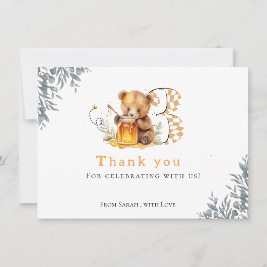 Rustiek Minimal beer honing 3e verjaardag bedankt (Voorkant)