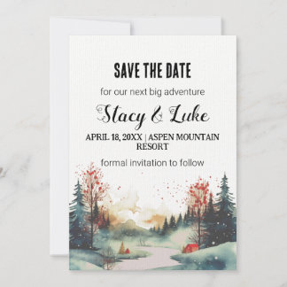 Rustiek minimalistisch bergbos Save the Date Kaart