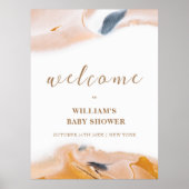 Rustiek Modern Abstract Baby shower Welkom Poster (Voorkant)