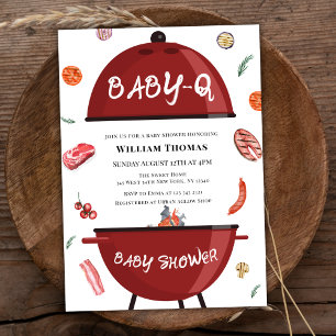 Rustiek Modern Achtertuin BBQ Baby Q Baby shower Kaart