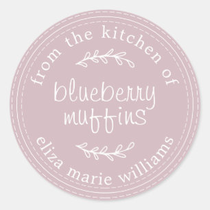 Rustiek Modern Baked Goods Blueberry Muffins Paars Ronde Sticker