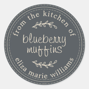 Rustiek Modern Baked Goods Blueberry Muffins Zwart Ronde Sticker