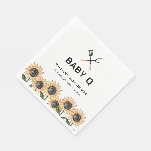 Rustiek Modern BBQ Zonnebloem Baby shower Servet (Hoek)