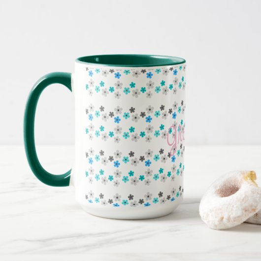 Rustiek modern bloemenpatroon mok (Met donut)