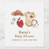 Rustiek Modern Boho Western Cowboy Baby shower Wijn Etiket (Enkel label)