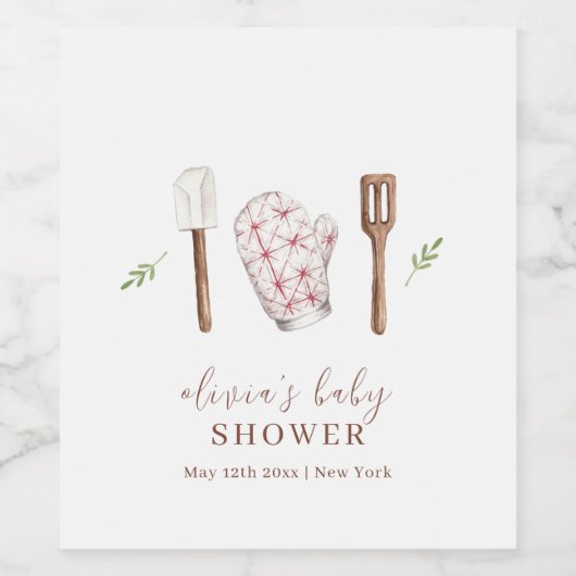 Rustiek Modern Chef Keukenspullen Baby shower Wijn Wijn Etiket (Enkel label)