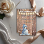 Rustiek Modern Elegant Blue Snowman Baby shower Bedankkaart