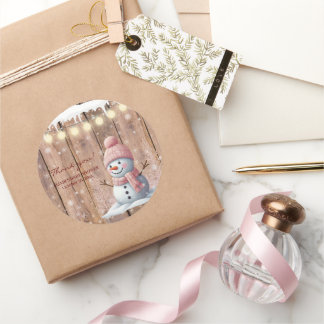 Rustiek Modern Elegant Snowman Baby shower Ronde Sticker