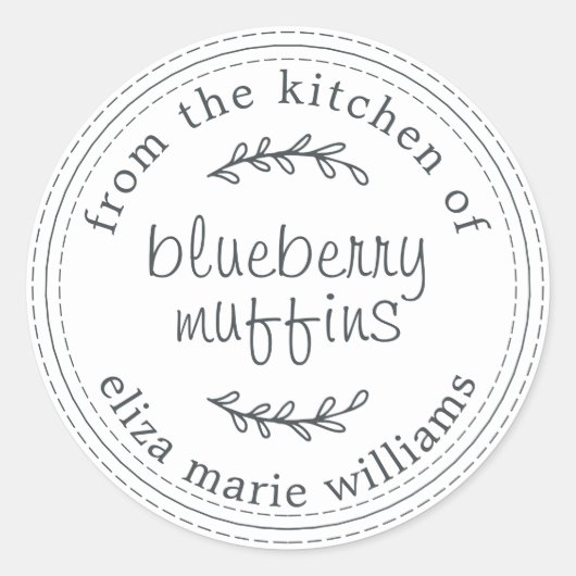 Rustiek Modern Gebakken Goederen Blueberry Muffins Ronde Sticker (Voorkant)