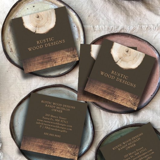 Rustiek modern houtbewerker timmerhout vierkante visitekaartje