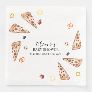 Rustiek Modern Italiaans Slice Pizza Baby shower Servet