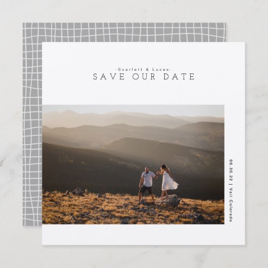 Rustiek Modern Minimalistisch | Trouwdatum Save The Date (Voorkant / Achterkant)