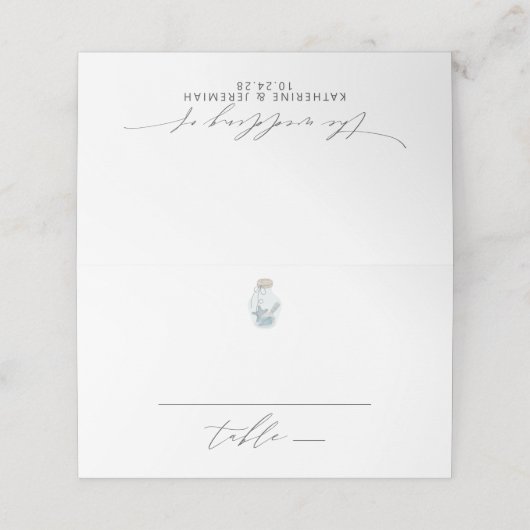 Rustiek Modern Nautische Zeeschelp Script Wedding (Buitenkant ongevouwen)