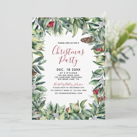 Rustiek Modern Wood Krans Script Kerstfeest Kaart (Staand voorkant)