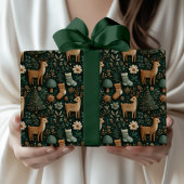 Rustiek Modern Woodland Herten & Pine Tree Kerstmi Cadeaupapier