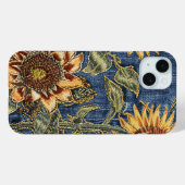 Rustiek Modern Zonnebloem en Denim iPhone case (Achterkant (horizontaal))