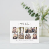 Rustiek monogram 6 foto Kerstmis collage Feestdagenkaart (Staand voorkant)