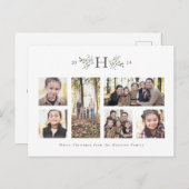 Rustiek monogram 6 foto Kerstmis collage Feestdagenkaart (Voorkant / Achterkant)