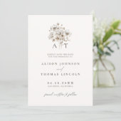 Rustiek Monogram Bloemen Bruiloft Save The Date Ka Kaart (Staand voorkant)