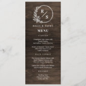 Rustiek Monogram Bruiloft Menu Kaart (Voorkant)