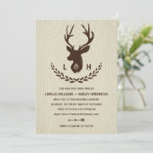 Rustiek monogram | Country Chic Stag Wedding Kaart (Staand voorkant)