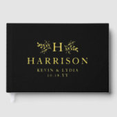 Rustiek monogram eenvoudig initiaal en naam bruilo gastenboek (Voorkant)