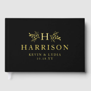 Rustiek monogram eenvoudig initiaal en naam bruilo gastenboek