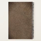 Rustiek monogram goud script naam leer notitieboek (Achterkant)