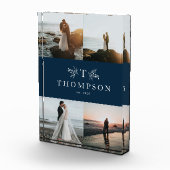 Rustiek monogram marine blauw pasgetrouwde collage fotoblokken (Rechts)