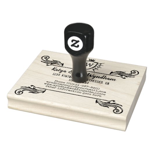 Rustiek Monogram  Ornament Shield Logo Rubberstempel (Stempel)