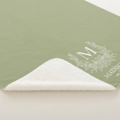 Rustiek monogram Sage Green gepersonaliseerd initi Sherpa Deken (3/4)