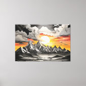 Rustiek Mountain Sunrise Landschap Canvas Afdruk (Voorkant)