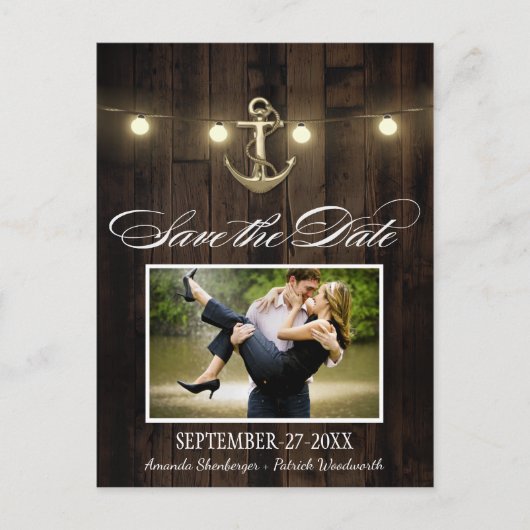 Rustiek Nautisch Anker Save the Date Briefkaarten (Voorkant)