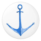 Rustiek Nautisch Blauw Bootanker Keramische Knop (Voorkant)