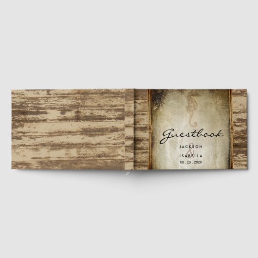 Rustiek Nautisch Hout Ontwerp Guestbook Gastenboek (Volledig)