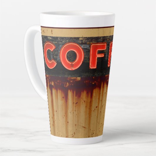 Rustiek Neon Koffie Teken Latte Mok (Linkerhoek)