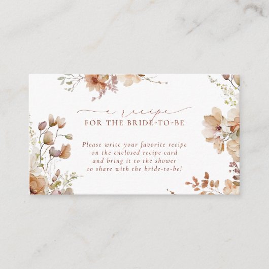 Rustiek Neutraal Boho Bloemen Bruids Recept Aanvra Informatiekaartje (Voorkant)