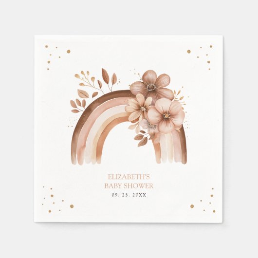 Rustiek Neutraal Boho Waterverf Regenboog Baby sho Servet (Voorkant)