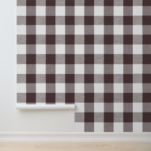 Rustiek Neutraal Bruin Witte Gingham Buffalo Plaid Behang