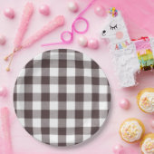 Rustiek Neutraal Bruin Witte Gingham Buffalo Plaid Papieren Bordje (Feest)
