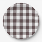 Rustiek Neutraal Bruin Witte Gingham Buffalo Plaid Papieren Bordje (Voorkant)