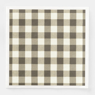 Rustiek Neutraal Bruin Witte Gingham Buffalo Plaid Servet