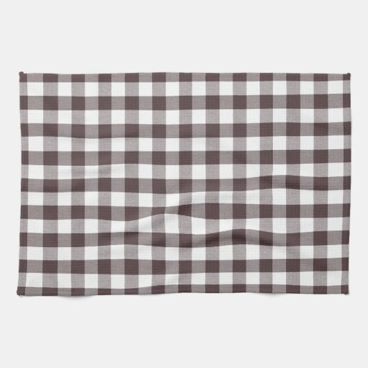 Rustiek Neutraal Bruin Witte Gingham Buffalo Plaid Theedoek (Horizontaal)